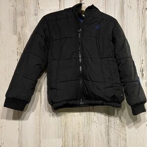 Boys Nautica Black Blue Puffer Fleece Lined Jacket 6